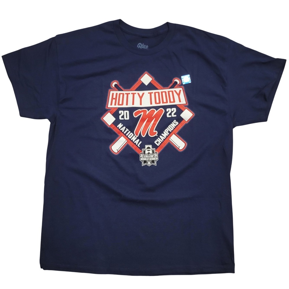 Ole Miss Rebels Baseball 2022 National Champions Hotty Toddy T Shirt‎ XL Blue 84